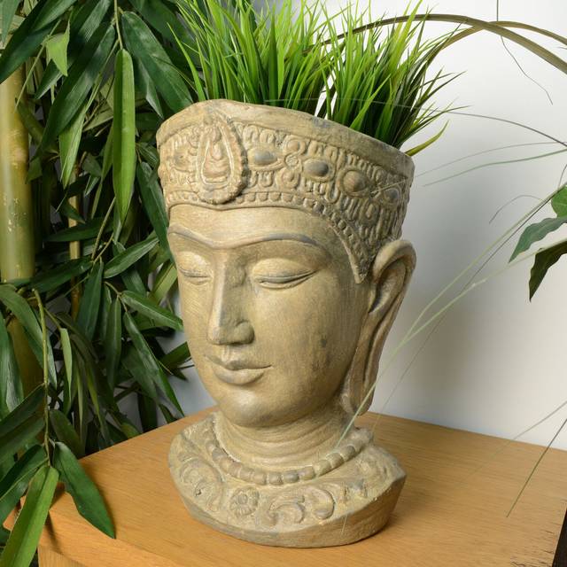 Europa Head Planter 30cm Stone Effect, Grey