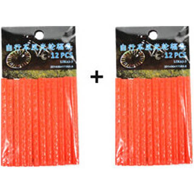 (a-2pcs orange) 12Pcs Bicycle Lights Wheel Rim Spoke Clip Tube Safety Warning Light Cycling Bike Strip Reflective Reflector Bicycle Accessories