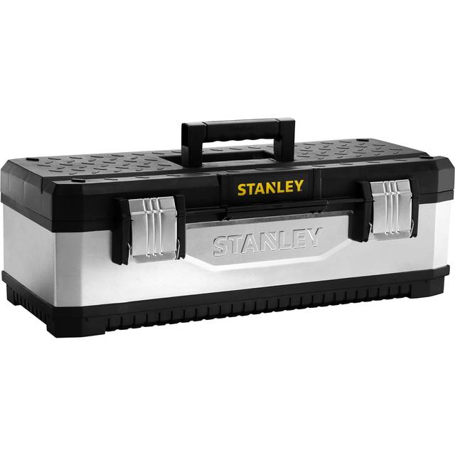 Stanley 26in Galvanised Metal & Plastic Toolbox - Black/Grey