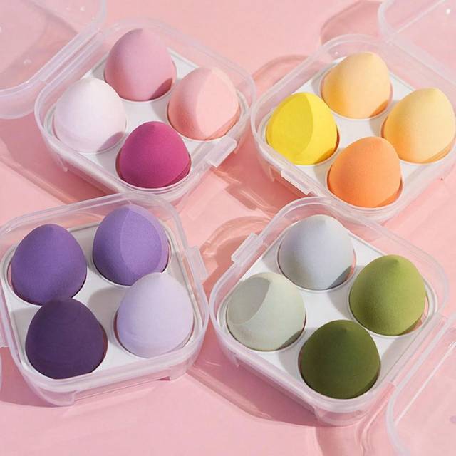SHEIN 8pcs/4pcs Makeup Sponge Sponge Blender Set, Super Soft, Elastic, Wet And Dry Multicolored Sponges, Professional Cosmetic Tool Suitable For All Skin Ty