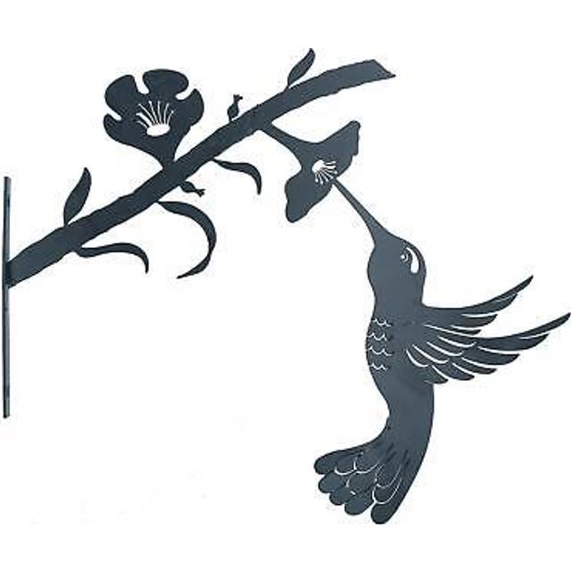 AB Tools Metal Hummingbird Tree Silhouette With Fixing Plate Decor Garden Ornament Gift - One Size
