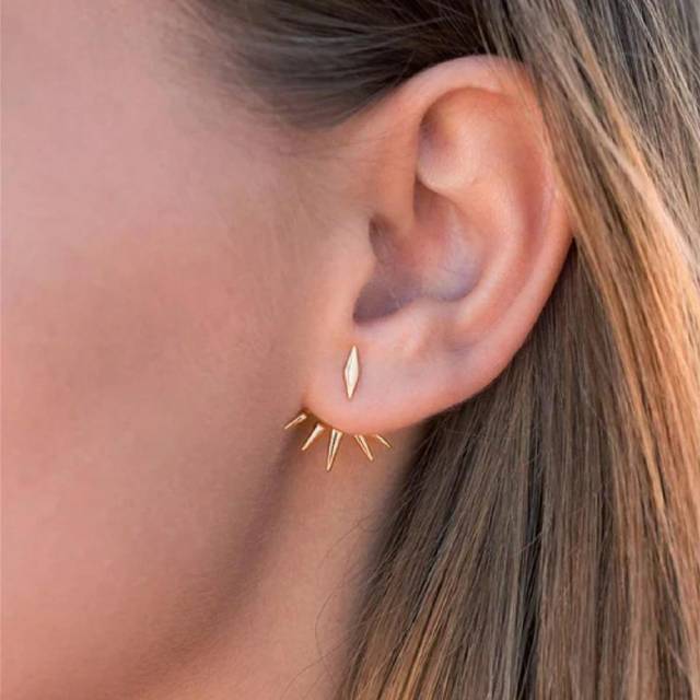 CHOSHILAR 1 Pair Vintage Elegant Maple Leaf & Folding Fan Shape Earrings, Versatile Gold Color Earrings For Women All Season
