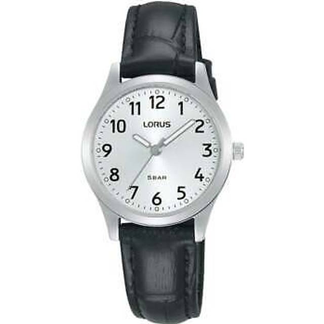 Lorus Black Leather Strap White Watch RRX19JX9