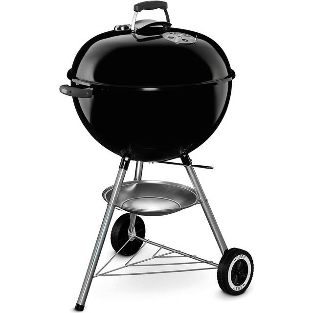 Weber Original Kettle Kolgrill, Ø 57cm grillyta, BBQ-grill med porslinsemaljerad lock & gryta, locktermometer, One-Touch rengöringssystem - Svart (1341504)