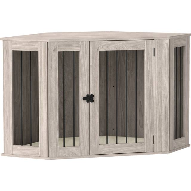 PawHut Dog Crate Furniture w/ Cushion - Door - Walnut Brown - Large | TJ Hughes