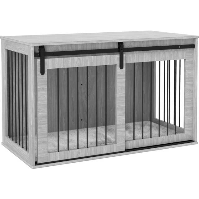 PawHut Dog Grey Extra Large Dog Crate with Removable Cushion - 12 x 85 x 132cm