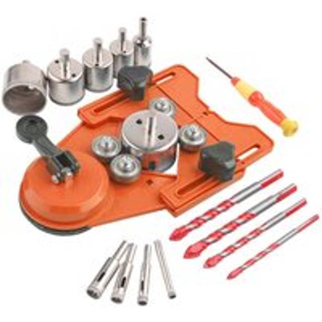 Diamond Drill Bit Set, Hole Saw and Core Bit with 10pcs 6-50mm Hole Saw, Drill Hole Locator, 4pcs Glass Drill Bit for Ceramic, Glass, Tile,
