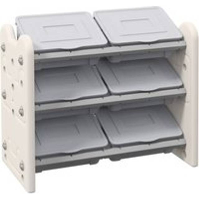 Aiyaplay Kids Toy Storage Units With 6 Storage Boxes, 76 X 37 X 60cm, Grey