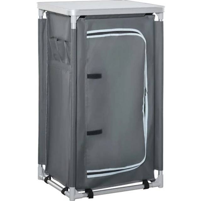 Outsunny Portable Camping Cupboard Table | Wowcher - Grey