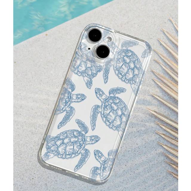 SHEIN 1pc Transparent Space Shaped Tpu Phone Cover With Summer Sea Turtle Pattern Compatible With Iphone Models Compatible With IPhone11/12/13/14/15/15pro/1