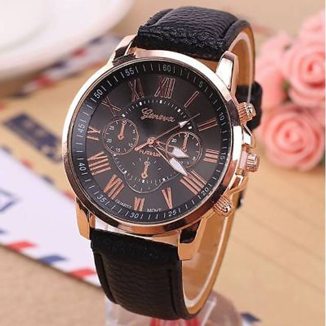 Ladies girls geneva watch black great present xmas birthday top quality uk stock