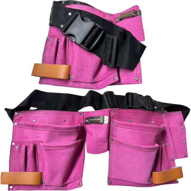 9 Pocket Pink Leather Tool Nail Screw Pouch Belt Hammer Loop - Neilsen