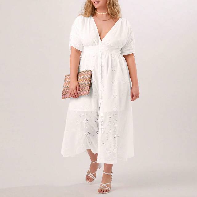 SHEIN Plus Size Women Fashionable Summer Vacation Beach Dress