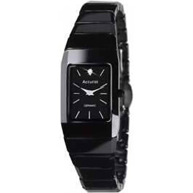 Accurist Ladies Black Ceramic Diamond Set Bracelet Watch LB1652
