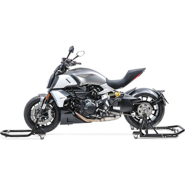 Set Montageständer vorne und hinten mit Rangierhilfe passend für Ducati Multistrada 1000 03-06 ConStands schwarz MX1