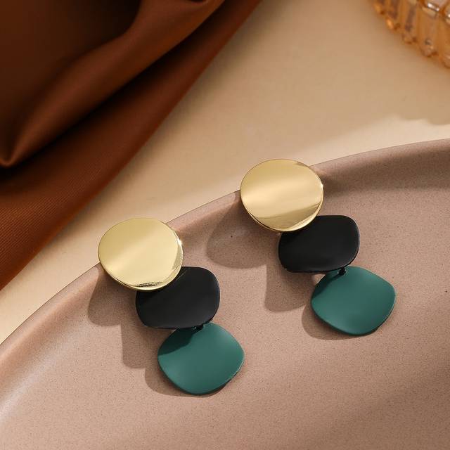 SHEIN Color Block Round Drop Earrings