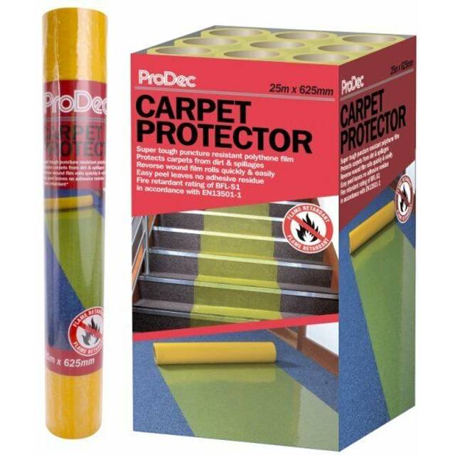 Prodec carpet protector, tough adhesive polythene film protection 25m x 625mm
