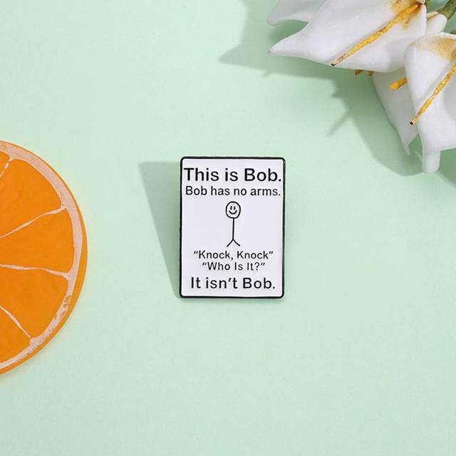 SHEIN 1pc Funny Jokes Enamel Pins, This Is Bob No Arms Knock Knock Brooches, Cute & Funny Lapel Pin Badges, Shirt Collar Pin, Creative Gift