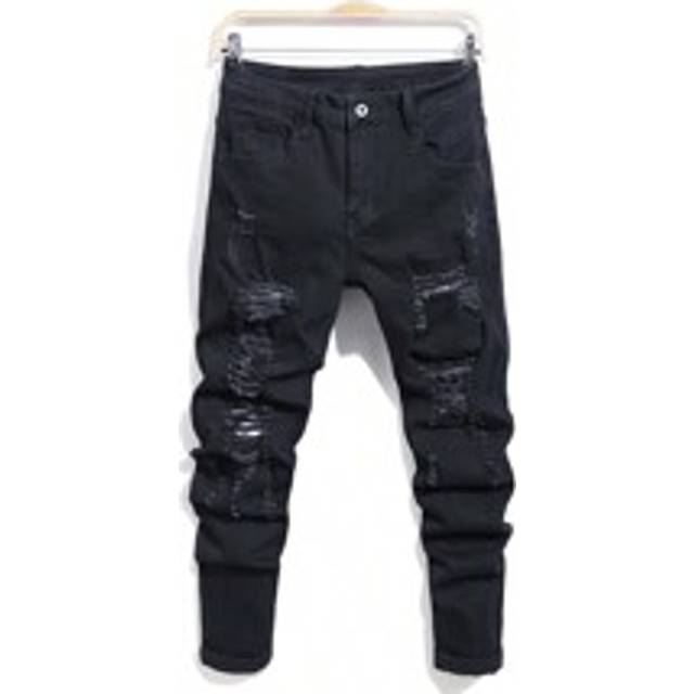 Män slitna slitna skinny jeans - Svart (L,M,S,XL,XXL)