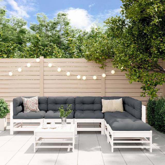 Brayden Studio 7 Piece Garden Lounge Set Solid Wood Pine White Pine