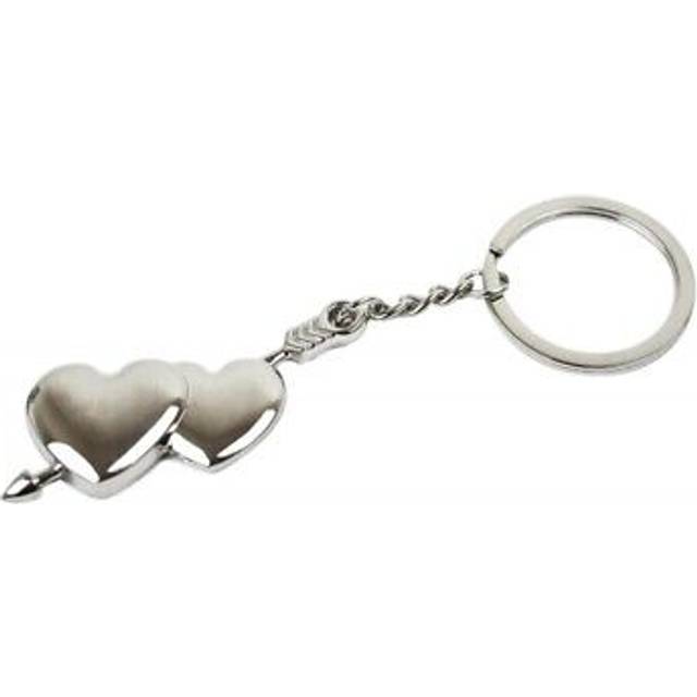 Contemporary Two Tone Silver Hearts Design Metal Key Chain