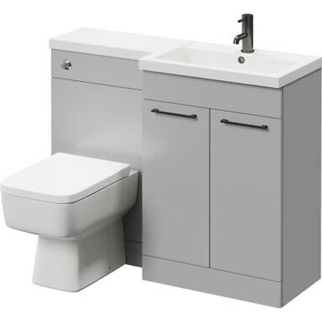 Napoli 390 Combination Vanity Unit Toilet Suite | Gloss Grey Pearl | ABS Polished Chrome | 1100mm