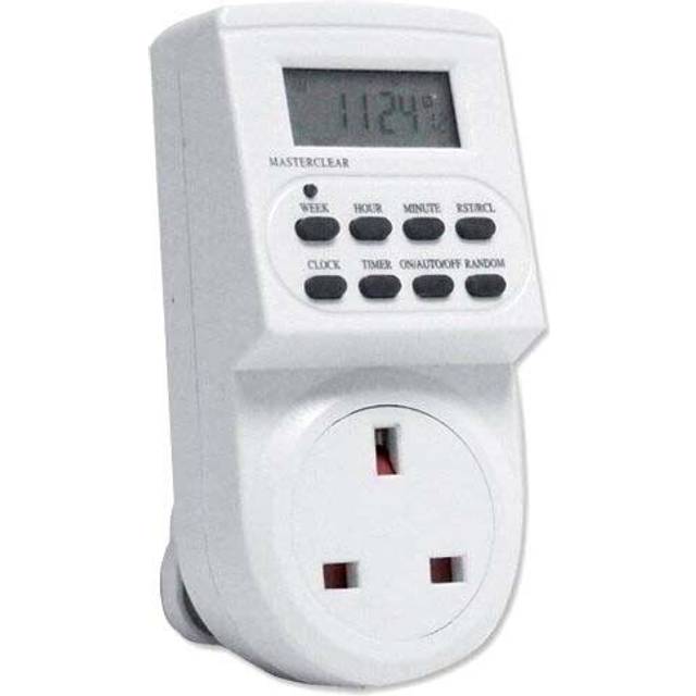 Electronic digital mains plug in timer socket with lcd display 12/24 hour 7 days