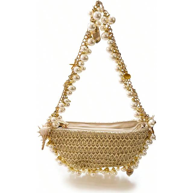 SHEIN European And American Niche Fairy Vintage Braided Woven Conch Pearl HandbagTready Bride Bag, Perfect For Party,Wedding, Prom,Dinner/Banquet, Matching