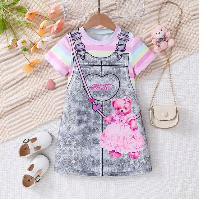 SHEIN Young Girl Fashionable Glittery Decorated Dress