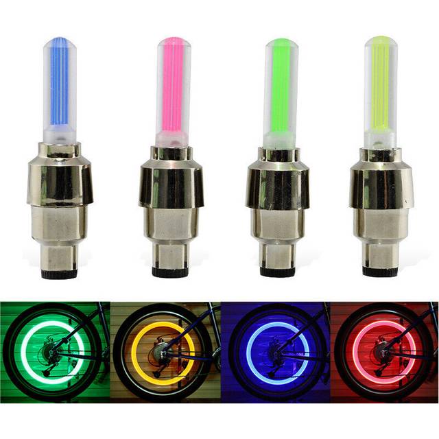 (a-2PCS - Random color) Motion Sensors Bicycle Lights Bike LED Wheel Spoke Lights Lamp Tyre Tire Valve Light with Batteries MTB Bike Bicycle Accessori