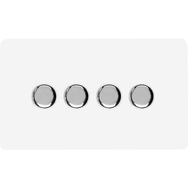 Trendi switch 4 gang 1 or 2 way 150w rotary led dimmer light switch in ice white