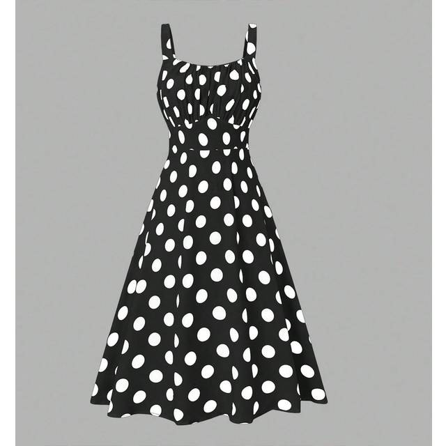Celure Plus Size Summer Casual Polka Dot Printed Sleeveless Dress
