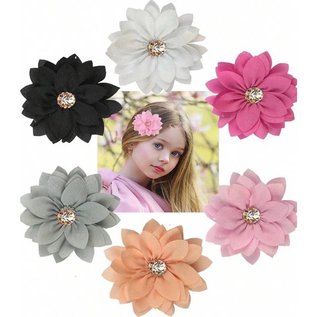 SHEIN 6pcs Multi-Color Vintage Style Rose Flower Alligator Clips & Alligator Hair Clips & Cute Bowknot Hairpins For Baby Girls, Toddlers, Children, Teenager