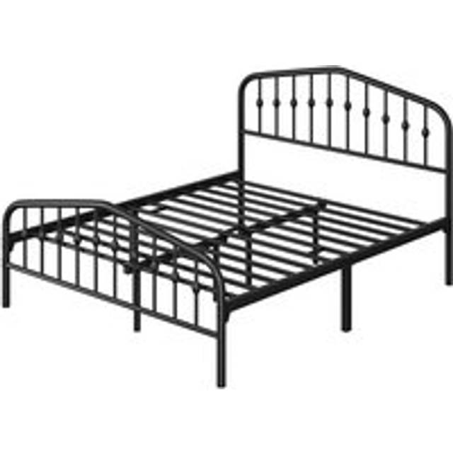 King Size Metal Bed Frame With Arched Headboard and Footboard Metal Platform Bed Frame, Black - Yaheetech