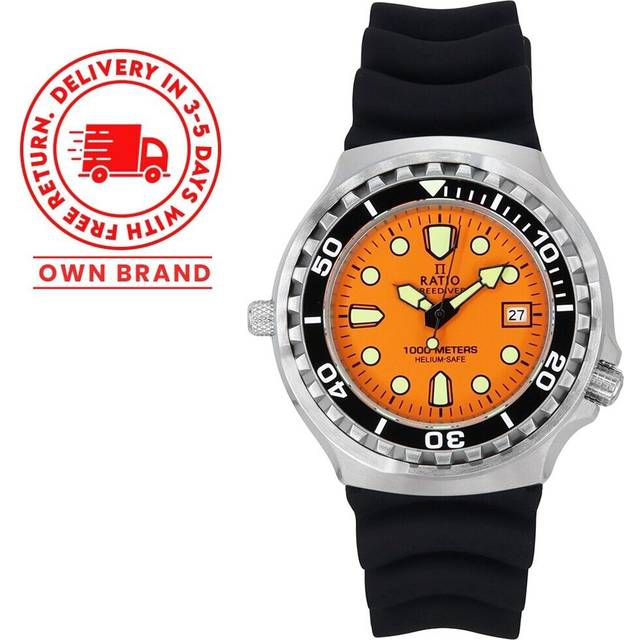 Ratio FreeDiver Version 02 Helium Safe 1000M Sapphire Quartz Orange Dial 1038EF102V-ORG-V02 Men&#39;s Watch
