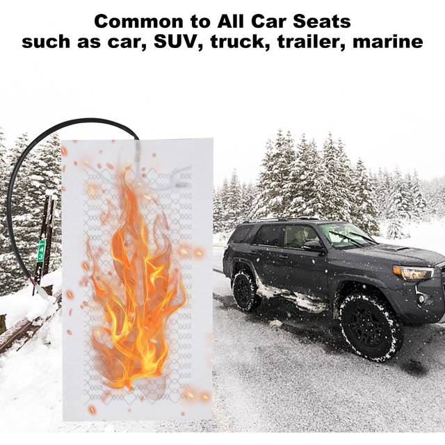 12V Carbon Fiber Seat Heater Kit for 2 Seats with 5 Gears Temperature Switch Seat Cover Heated Pad