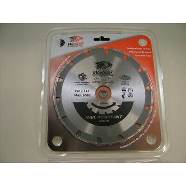 Circular saw blade wood with nails carbide tipped 184mm (7.1/4")16 bore 14 teeth