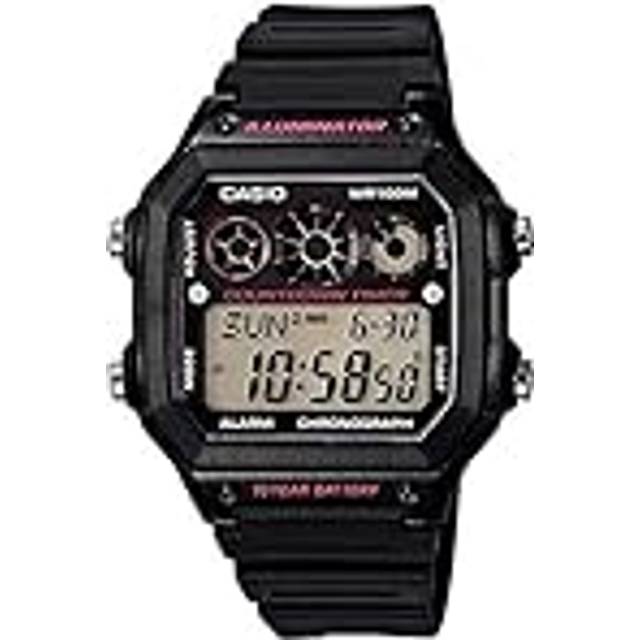 CASIO Waterproof Sports Shockproof Mens Black Digital - BLACK - Free
