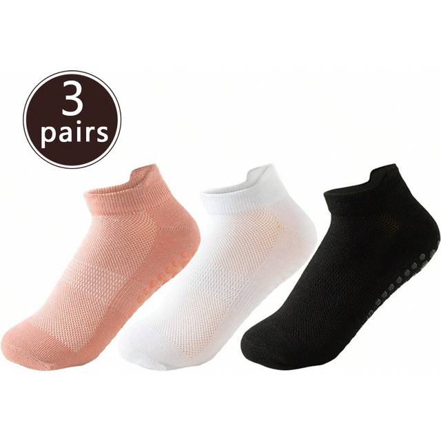 SHEIN 3/5 Pairs Women&#39;s Yoga Pilates Anti-Slip Breathable Mesh Socks, Gym