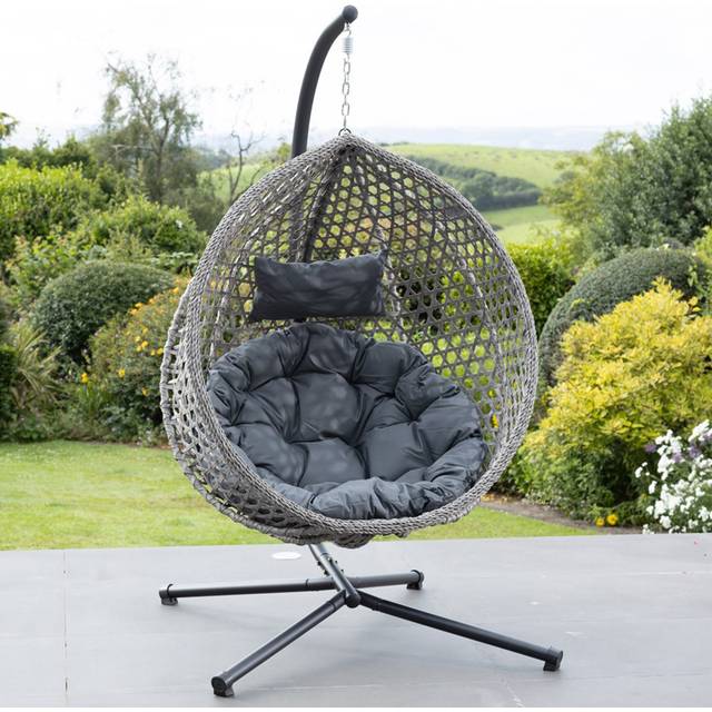 Artemis Home Bradshaw Swing Egg Pod Chair - Dark Grey, Grey