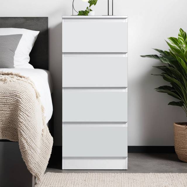Fwstyle Carlton White 4 Drawer Chest (H) 99Cm (W) 40Cm (D) 40Cm - One Size