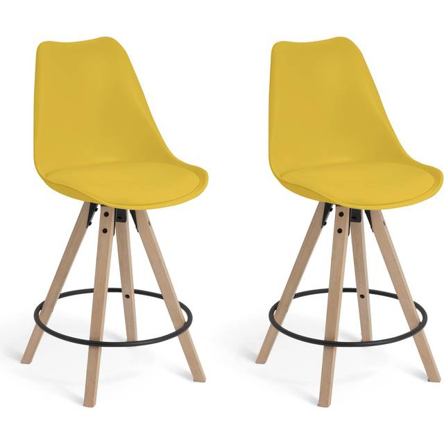 Habitat Jerry Pair of Counter Bar Stools - Mustard