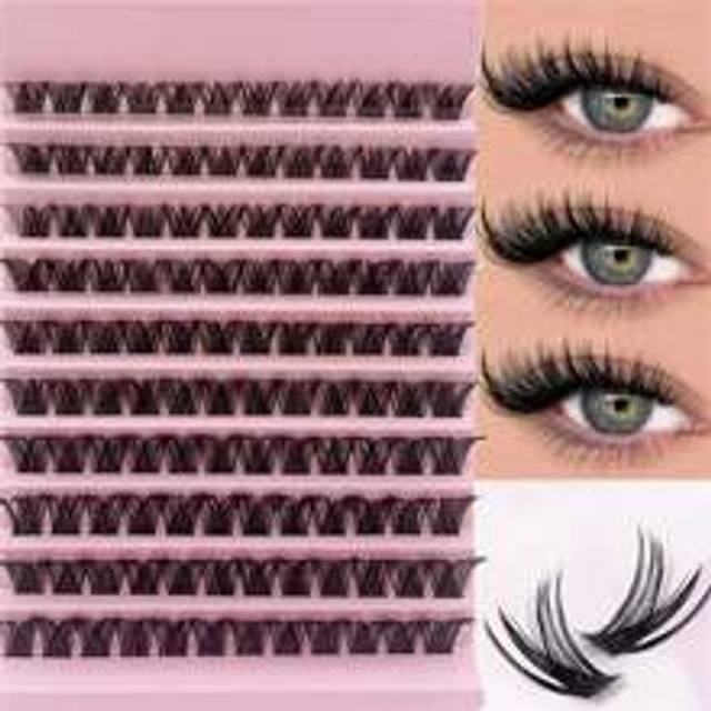 120 st Cluster Lashes 8-16mm Wispy Individual Lashes Natural Look Fransar D Curl Fluffy Cluster Lashes DIY Ögonfransförlängning