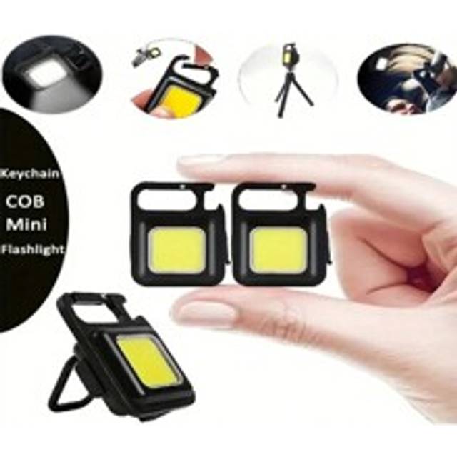 1 st. Bärbar Led Ficklampa Mini Laddningsbart Multifunktionell Jobb Lampa , Nyckelkedjor Liten ficka För Utomhus , Camping , Bil Belysning - Svart (En-Storlek)