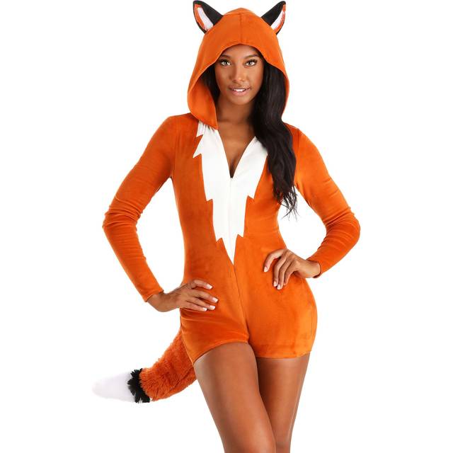 Fierce Fox Women's Costume Romper | Adult Animal Costumes - Black&#47;Orange&#47;White (S)