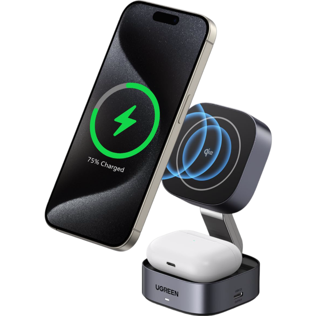 UGREEN Qi2 Foldable Charging Station, Magnetic Fast Wireless Charger