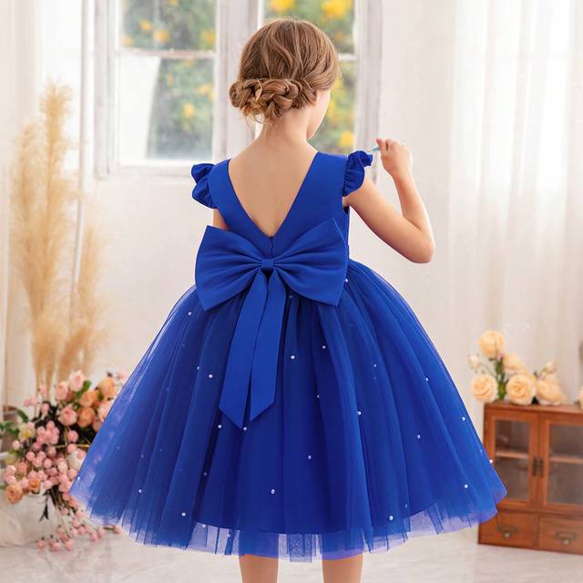SHEIN Young Girl Ruffled Mesh Decorated Party Princess Dress, Suitable For Birthday Party, Valentine&#39;s Day Gift, Prom, Christmas Gift, Casual Everyday Wear,
