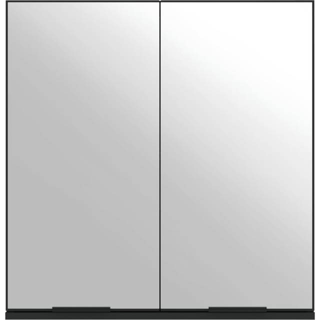 vidaXL Bathroom Mirror Cabinet Black 64x20x67 cm Engineered Wood