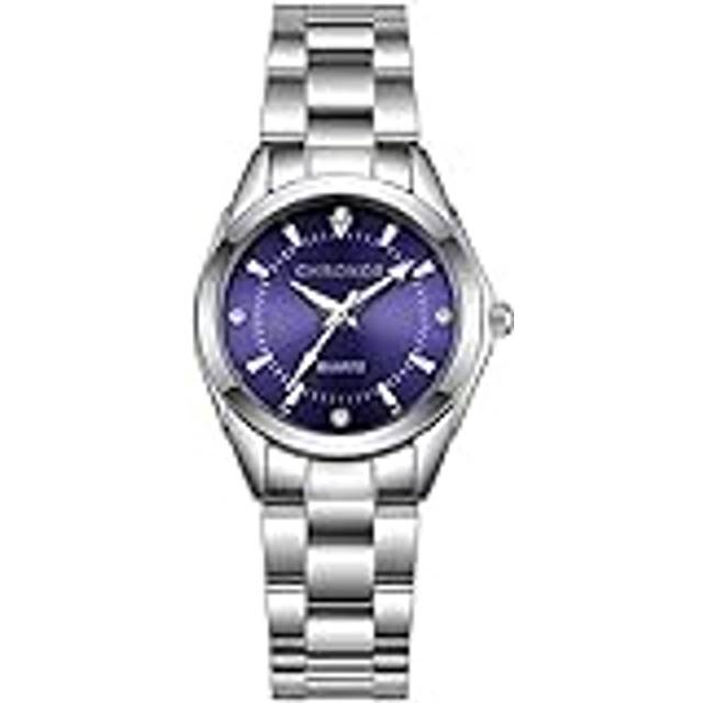 CHRONOS Women Quartz Wrist Watches Lady Girls Waterproof Stainless Steel Analog Watch (Blue) ?