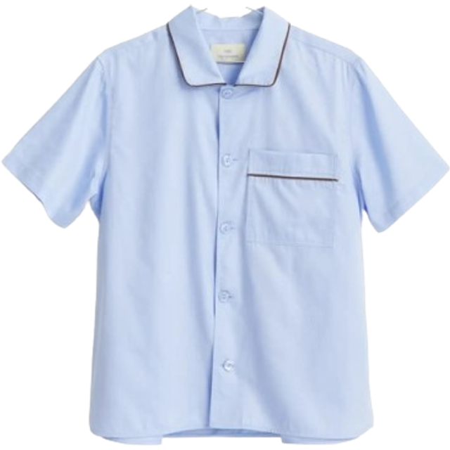 Hay Womens Soft Blue Outline Contrast-trim Organic-cotton Pyjama Shirt Xs/s - SOFT BLUE
